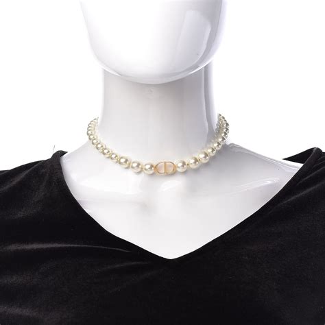 dior double pearl necklace|christian dior choker necklaces.